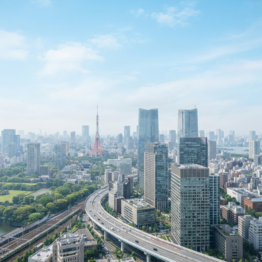東京のビジネス街のスカイライン